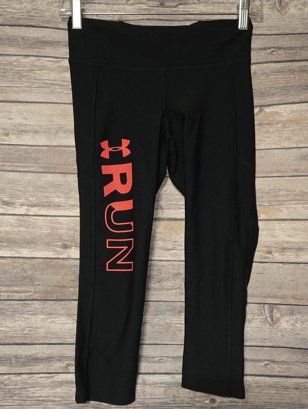 Under Armour Black Leggings with Red RUN Graphic